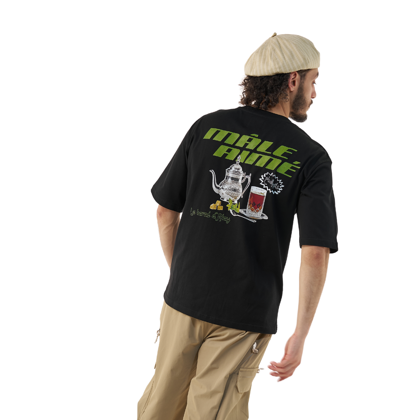 T-SHIRT OVERSIZE MALE AIME THE A LA MENTHE NOIR
