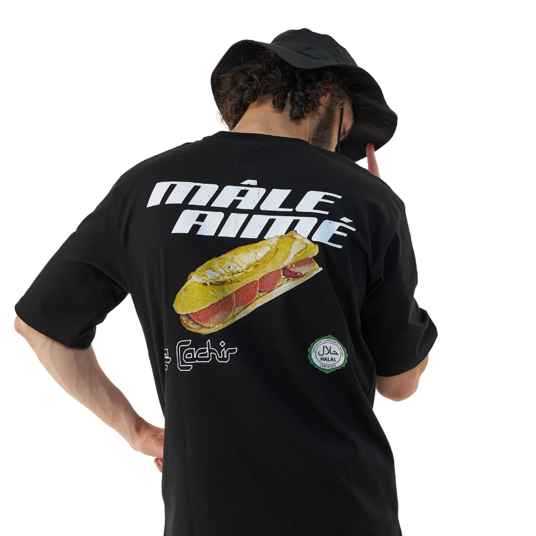 T-SHIRT OVERSIZE MALE AIME CACHIR NOIR