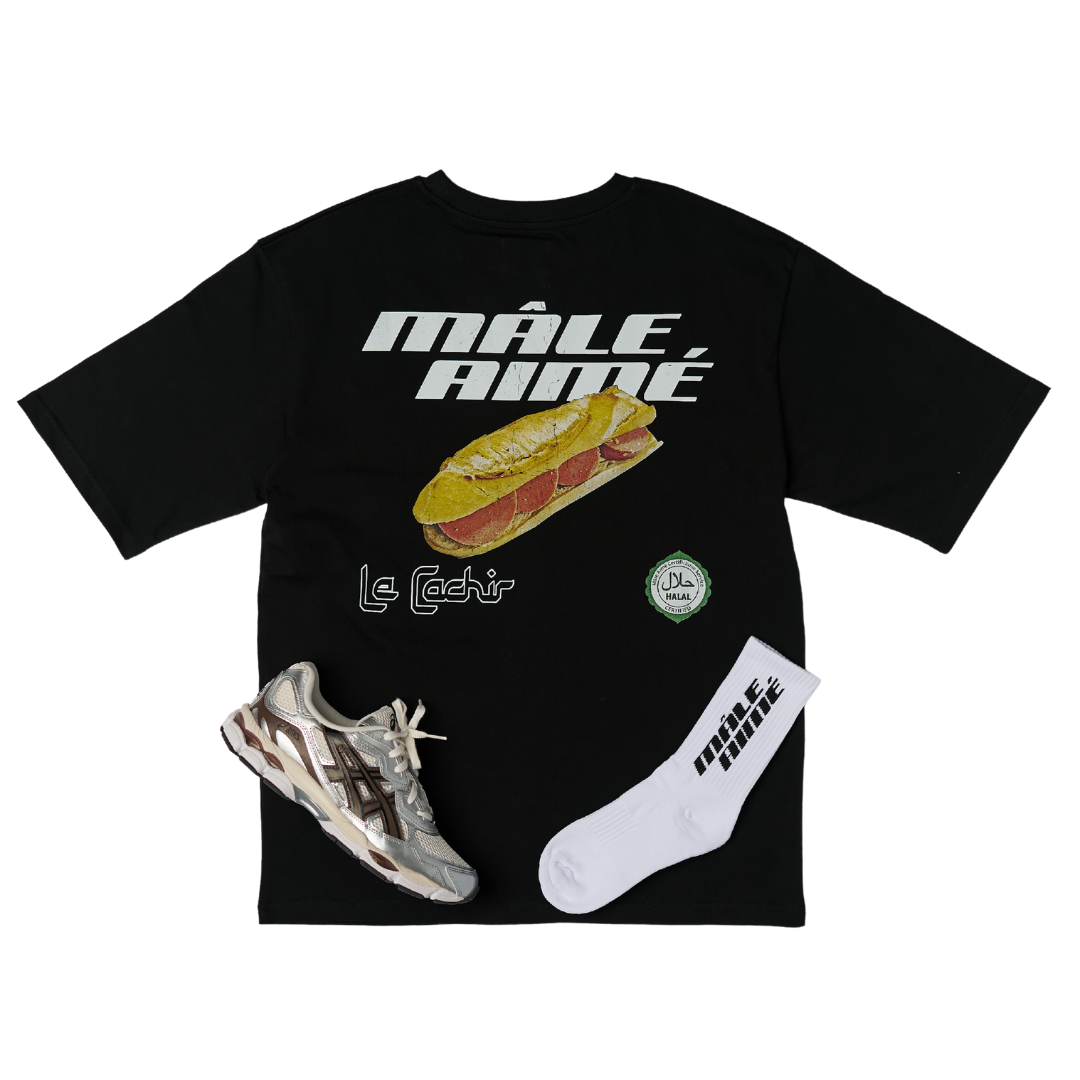 T-SHIRT OVERSIZE MALE AIME CACHIR NOIR