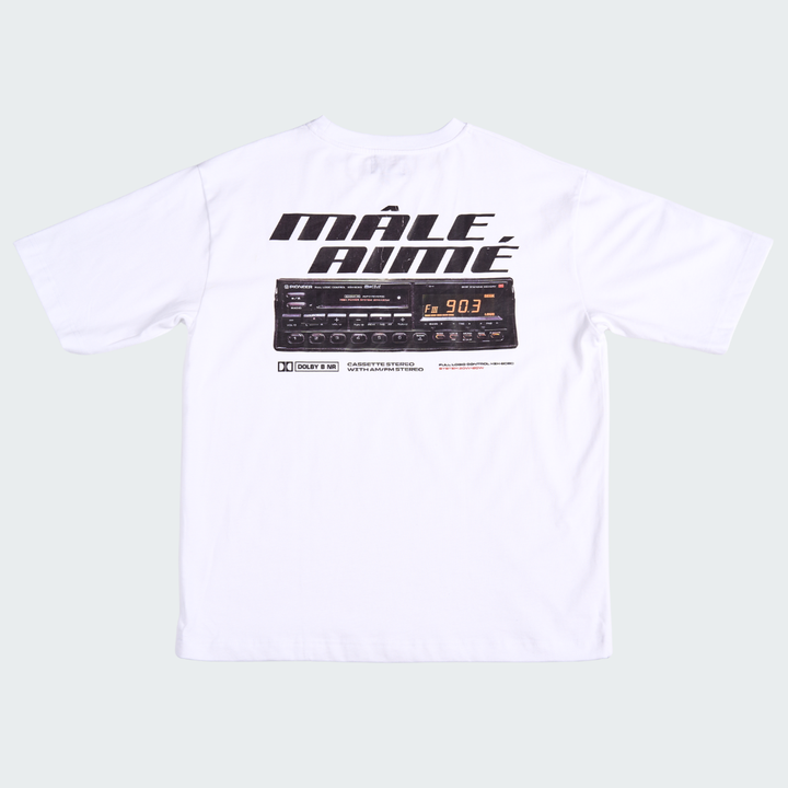 T-SHIRT OVERSIZE MALE AIME AUTO-RADIO RETRO BLANC